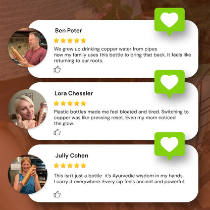 Certified Ayurveda® Pure Copper Water Bottle - V2.2 Hand-Hammered Edition